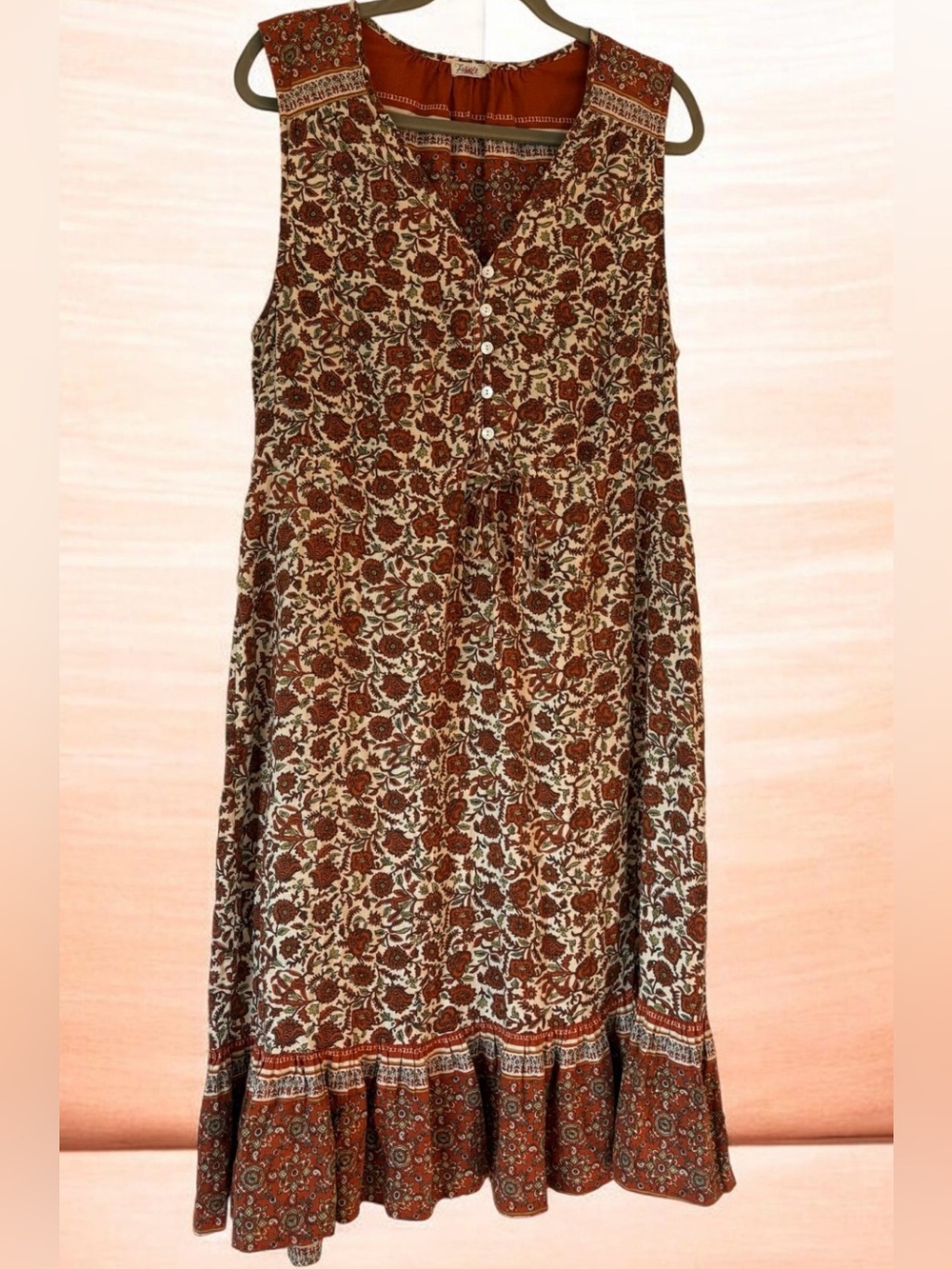 Faherty Women’s Sleeveless Midi Boho Fall Festival Dress Size L